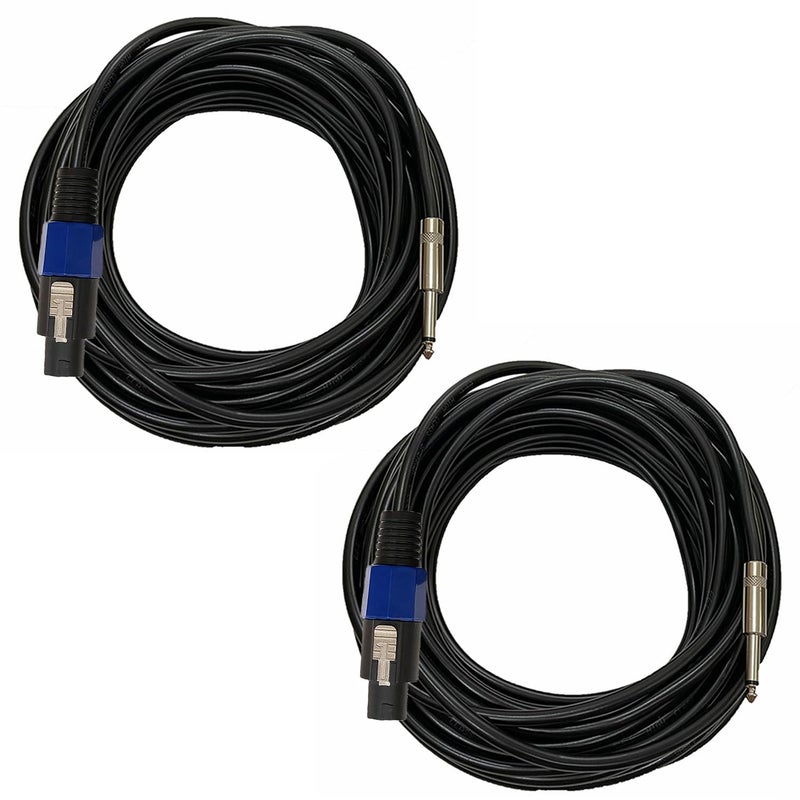 HeyTones Professional 12 Gauge 25 Feet Speakon to 1/4 Inch Speaker Cables - 12AWG 25ft DJ/PA SpeakON to 1/4" Speaker Cords Amp Audio Wires - 2 Pack - Image 1